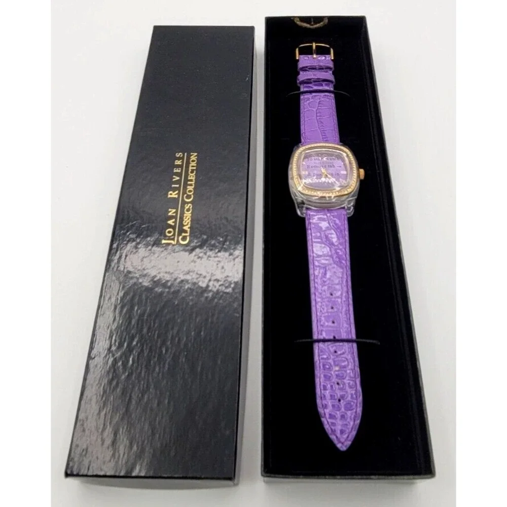 JOAN RIVERS PURPLE  Band‎  WATCH CLEAR CRYSTALS NEW IN QVC BOX